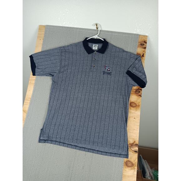 Dynasty Polo Shirt Mens XXL Blue Striped Tennessee Titans Embroidered Knit Sport - Picture 4 of 10